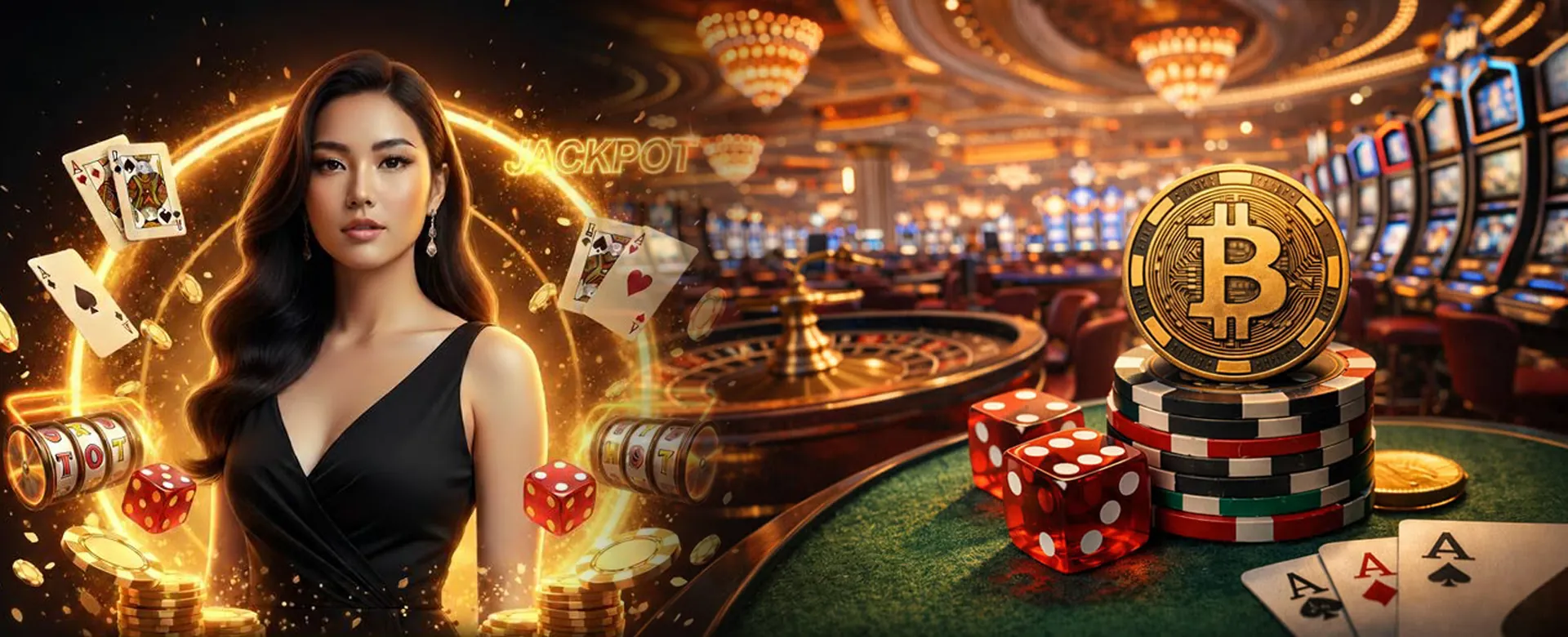 niceph online casino platform with various games and a golden theme